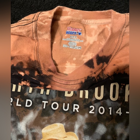 Hanes Beefy Women’s Garth Brooks World Tour 2014-15 Bleached M T-shirt Pre-Owned - Picture 7 of 7